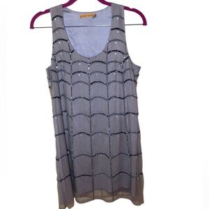 Alice + Olivia silver/Grey sleeveless mini dress With Stones & Sequins
Size M